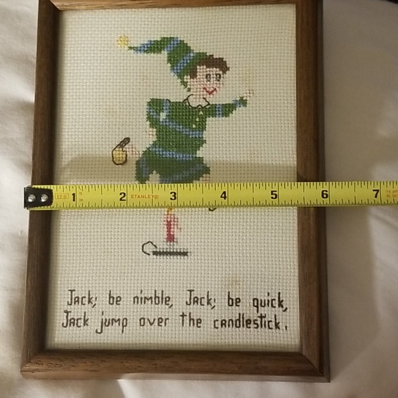 Vtg Jack nursery rhyme framed cross stitch - Picture 9 of 9